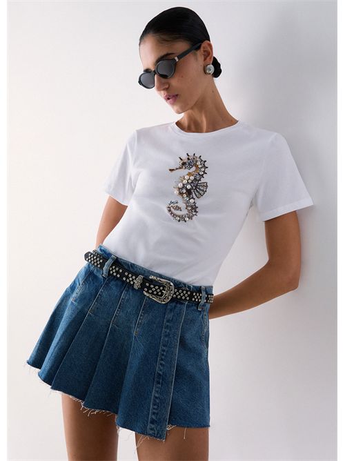 T-shirt con stampa e applicazioni LIU JO | WA6237JS923/P9778